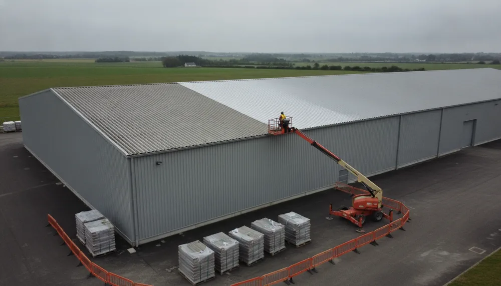 Toiture de hangar en fibrociment déposée à Gouesnou